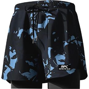 AMIYAN Mens Swim Trunks Swim Board Shorts with Compression Liner Quick Dry Beach Shorts Bathing Suits for Men