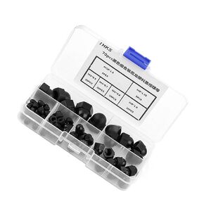 Yctze Acorn Nut Kit - 70pcs M3/M4/M5/M6/M8/M10 Black Nylon Dome Head Hex Nuts for Assorted Hardware & Barn Door (White)