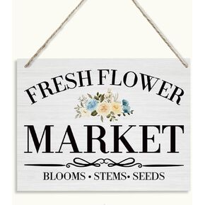 Inspirational Wood Sign, Fresh Flower Market Sign, Hanging Wooden Plaques Decor, Floral Wall Art, Farmhouse Wall Hanging Decor, Balcony Decor, Garden Yard Decor, Decorative Wooden Wall Sign in Kuwait