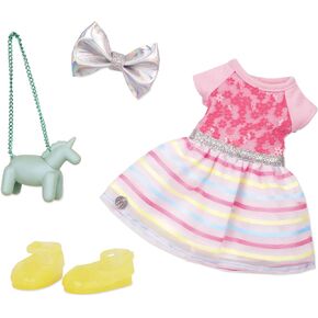 Glitter Girls – 14-inch Doll Clothes – 4pcs Starry Outfit – Colorful Top & Polka Dot Shorts – Glittery Shoes & Hair Bow – 3 Years + – Twinkle Like A Star