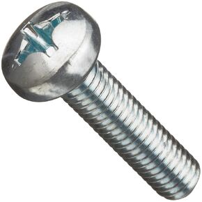 Small Parts Class 4.8 Steel Machine Screw, Zinc Plated Finish, Pan Head, Phillips Drive, Meets DIN 7985, 6mm Length, M2.5-0.45 Metric Coarse Threads (Pack of 100)