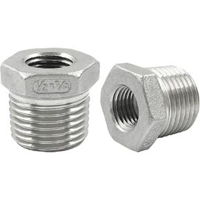 304 Stainless Steel Hex Bushing Reducer, 1/2" Male NPT to 3/8" Female NPT, Pipe Hose Tube Adapter Convert for Pipe Tube, 1 Pcs