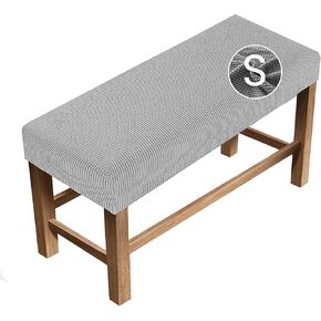 Stretch Dining Bench Cover Extra-Long - Anti-Dust Removable Slipcover for Living Room, Bedroom, Kitchen - Washable Print Seat Protector Plus Size (Black, Long 70.86-82.67 in)