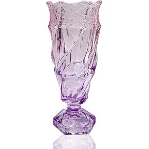 Glass Flower vase 2.4lb 8.5inch,Bohemian Style, for Centerpieces,Wedding,Perfect Home Decor Glass Vase (Purple Pink)