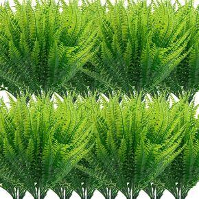 32 Bundles Artificial Faux Ferns, Fake Ferns UV Resistant and Non Fading Boston Ferns Suitable for Home Garden Indoor and Outdoor Decoration (Green)