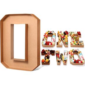 13.7''H Cardboard Letters Box for Charcuterie Birthday Fillable Paper Mache Candy Container Letter Box for Birthday Treats Festival Decorative Box (Letter W)