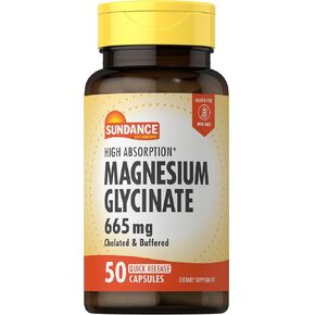 Sundance Magnesium Glycinate | 665 mg | 50 Quick Release Capsules | Non-GMO and Gluten Free Supplement