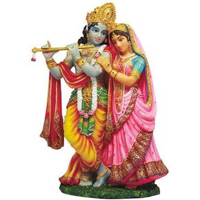 Pacific Giftware PTC 8 Inch Krishna and Radha Mythological Indian Statue Figurine