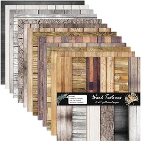 GLKTOPO Wood Texture Pattern Scrapbook Paper, Single-Sided 6"x6" Cardstock, Vintage Journaling Scrapbooking Supplies, for Aesthetic Room Decor Wall Art DIY Photo Album - 24 Sheets