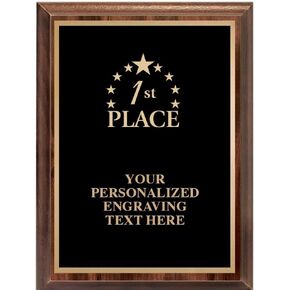 Crown Awards 1st Place Classic Wood Plaque, 6 x 8 Custom Engraved Trophy Plaque Award Prime