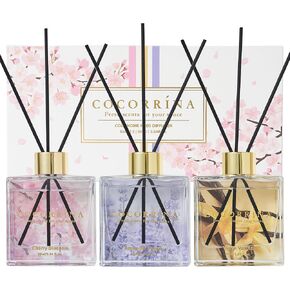COCORRÍNA Reed Diffuser Set of 3-3 Pack/ 3.04 Fl.oz Diffuser with 24 Sticks Lost Horizon/Front Garden/Riverfront Reed Diffuser for Home Bathroom Office Decor