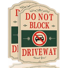 Do Not Block Driveway Signs No Parking Signs 14" x 10"Dont Block Driveway Signs, Rust-Free Aluminum, Weatherproof, Easy Mounting, 2 Pack