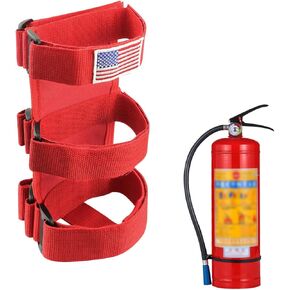 Fire Extinguisher Holder, Adjustable Roll Bar Fire Extinguisher Mount Holder, American Flag Pattern Extinguishers Strap Bartact for Cars Trucks, Universal Car Accessories (Black)