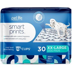 Pet Life Unlimited Smart Prints XXL Puppy Pads | منصات الكلب | منصات التدريب | عطر منشط للتحكم في الرائحة | فائقة الامتصاص | مانعة للتسرب | صنع في الولايات المتحدة الأمريكية | 30 × 36 بوصة | 60 عدد