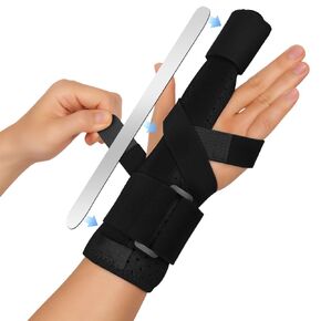 Trigger Finger Splint, Adjustable One or Two Finger Splint Full Hand and Wrist Brace Support, Finger Immobilizer for Sprains, Discomfort Relief, Boxer Fracture Splint Black