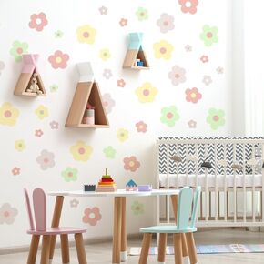 Colorful Flowers Daisy Wall Decal，Large Daisy Wall Sticker, Spring Daisy Girl Room Decoration，Farm Sticker Kids Living Room Bedroom Art Sticker，Removable Floral Sticker。