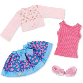 Glitter Girls – Twirls of Joy Ballerina Outfit Hearts & Stars – Ballet Dress, Hair Elastics, Shoes – 14-inch Doll Clothes & Accessories for Kids Ages 3 & Up – Children’s Toys