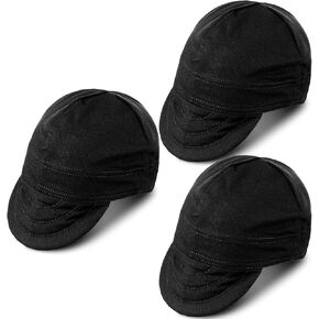3 Pcs Welding Caps Welding Hats for Men Flame Resistant Cotton Welders Caps Mesh Inside Liner Welding Helmet Beanie Elastic Low Crown Hat for Electrician Gas Station (Solid Color Style)