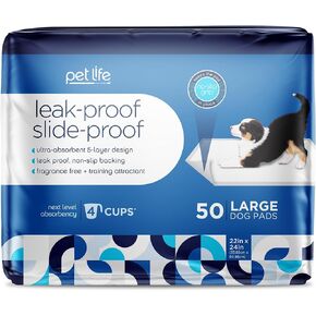 Pet Life Unlimited Leak-Proof, Slide-Proof Large Puppy Pads | Dog Pads| Training Pads | Super Absorbent | Bleach & Dye Free | Made in The USA | 22" x 22" | 100 Count