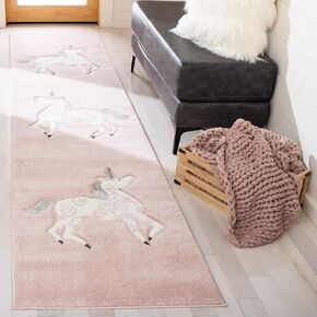Safavieh Carousel Kids Collection Runner Rug - 2' x 8', Pink & Ivory, Non-Shedding & Easy Care, Ideal for High Traffic Areas for Boys & Girls in Playroom, Nursery, Bedroom (CRK163P)