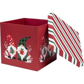 WRAPAHOLIC 9" Christmas Gift Box with Lid - Blue Reindeer and Christmas Tree Design Gift Box and 2 Pcs Tissue Paper for Christmas, Holiday, Party, Gift Giving and More