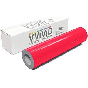 VViViD DECO65 Neon Fluorescent Pink Permanent Adhesive Craft 12 Inches x 5 Feet Vinyl Roll for Cricut, Silhouette & Cameo Including Free 12 Inches x 12 Inches Transfer Paper Sheet