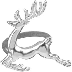 Elk Deer Napkin Rings Set - Silver Table Decorative Ornament for Christmas, Weddings, and Parties - Elegant Antler Napkin Holders for Holiday Dining Table Decorations