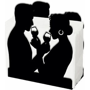 SUPERDANT Napkin Holder for Tables Couple Metal Napkin Dispenser for Kitchen Vintage Wine Glasses Drink Tabletop Tissue Stand Rustic Cloth Napkins Holders for Wedding Restaurants Hotel Bar Party Decor
