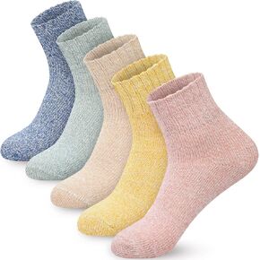 Women Winter Socks 5 Pairs Christmas Gift Free Size Warm Soft Wool Socks for Women Casual Crew Socks in Saudi Arabia