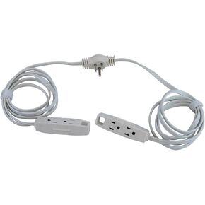 Woods 67014340 Sofa Cord; 6 Total Outlets; 6 Foot Cord on Each Side; 16 Gauge 3 Prong (Grounded) Plug ; White