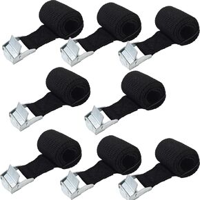 8PCS Lashing Strap Adjustable Cinch Strap with Buckles, 1" x 20" Black Tie Down Straps Cam Strap Cam Lock Strap Cargo Packing Strap for Kayak, Roof Racks, Motorcycle, Car, Truck, Boat, Trailer