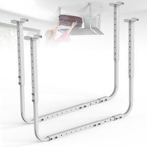 Overhead Garage Storage Rack,Adjustable Garage Ceiling Storage Racks,4x8 Overhead Garage Storage Rack,Retractable Overhead Storage Rack,250lbs Weight Capacity(White)