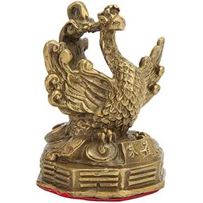Pssopp Brass Feng Shui Statue Chinese Phoenix Statue Wealth Figurine Home Decor Gift Collectible Ornament for Wealth Luck Prosperity