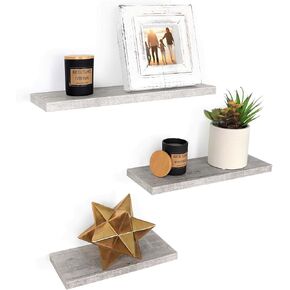 Floating Shelves, Wall Hanging Shelf Set of 3 for Living Room, Office, Kitchen, Bathroom &, Perfect Home Room Wall Decor, Farmhouse Gray