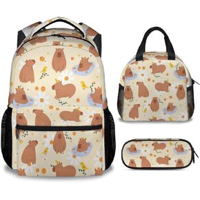 Capybara Backpacks for Girls & Boys, Large Capacity Backpack for School, Funny Black Lightweight Bookbag for Women & Men
