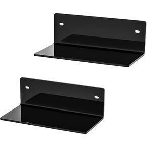 12 Inches Clear Wall Shelves, Moisture-Proof, Acrylic Bathroom Wall Shelves, Clear Floating Shelves for Bathroom, Bedroom, Living Room, Retail, 2 Pack