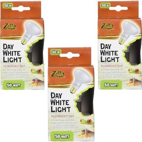 Zilla (3 Pack) Reptile Terrarium Heat Lamps Incandescent Bulb, White Spot, 50W