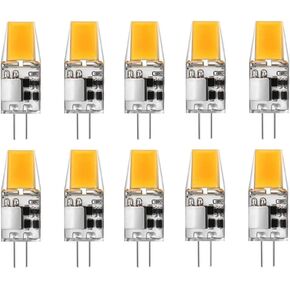 G4 LED Light Bulbs G4 Bi-Pin Base 3W (Equivalent to 20W Halogen Bulb) AC/DC 12V Warm White 3000K LED Bulbs for Landscape Ceiling Under Counter Puck Lighting,1 LED 1508 COB Chip,10 Pack