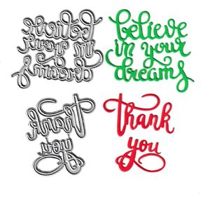 Thinking of You Cutting Dies, Love Miss You Words Die Cuts Metal Embossing Stencils Template Mould for Card Scrapbooking and DIY Craft Album Paper Card Decor