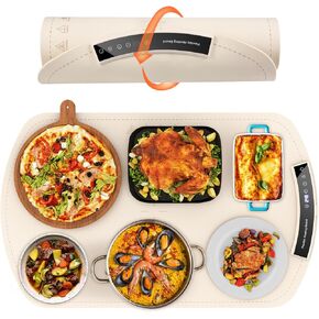 Food Warming Mat, Electric Warming Tray for Buffets & Parties, Silicone Heating Mat for Food with 9 Temperature Settings, Roll-Up Storage, 25.8"x15.6"