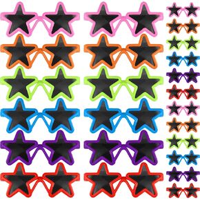 Frienda 24 Pairs Kids Star Sunglasses Neon Star Sunglasses Star Glasses for Summer Beach Pool Birthday Party Favors