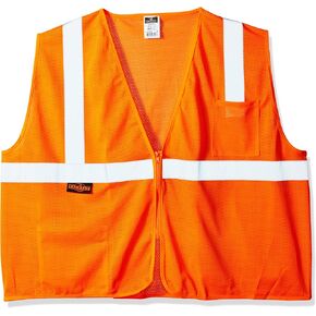 Radians SV2ZOM4X Polyester Mesh Economy Class 2 High Visibility Vest with Zipper Closure, 4X-Large, Orange