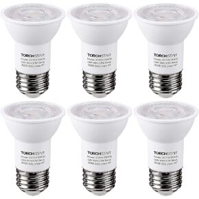 TORCHSTAR PAR16 LED Bulb, 500LM 6.5W 50W Equivalent, Dimmable Spot Light, 40° Beam Angle, UL & Energy Star Listed Track Spotlight, 3000K Warm White, E26 Medium Base, Damp Rated, Pack of 6