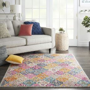 Nourison Passion Bohemian Multicolor 5'3" x 7'3" Area Rug, Easy-Cleaning, Non Shedding, Bed Room, Living Room, Dining Room, Kitchen (5x7)
