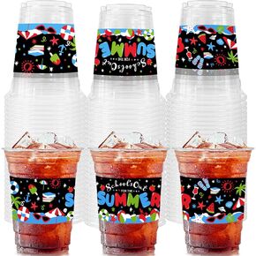 50 Count Fall Party Cups, 12 oz Thanksgiving Disposable Clear Plastic Party Cups for Autumn Thanksgiving Drinkware Beer Beverage Ice Cream Snacks Party Decoration Supplies