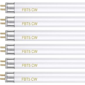 Hiboom 6 Pack F8T5 4100K Fluorescent Light Bulbs with G5 Mini Bi Pin Base, 12 Inches 8W Cool White T5 Tube Replacement for Under Cabinet Light, Kitchen, RV, Closet