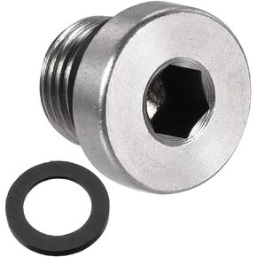 uxcell Stainless Steel Inner Hex Head M10x1 Pipe Fitting Plug with Seal Ring for Terminate Pipe Ends