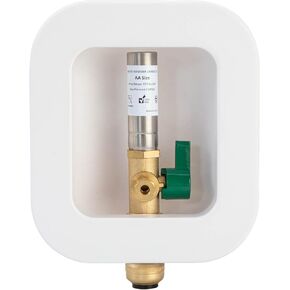 Ice Maker Outlet Box Push To Connect with Hammer Arrestor, 1/2 inch Push to Connect PEX Pipe, Copper, CPVC, Connection 1/4 Inch Ice Maker Hose, Water Valve Box Inlet Compression Cover Old Work