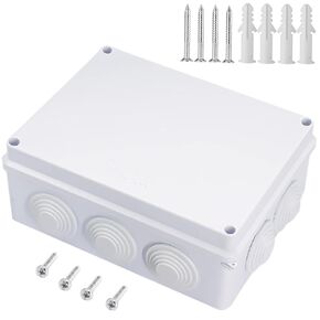 Zulkit Junction Box ABS Plastic Dustproof Waterproof IP65 Universal Electrical Boxes Project Enclosure White 7.9 x 6.1 x 3.1 inch (200 x155 x 80mm)