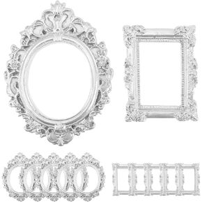Amosfun 12pcs Photo Frame DIY Crafts Doll House Picture Frame Crafts Making Material Mini Resin Picture Frame Vintage Picture Frame Mini Retro Picture Frames Photo Holder Ornament